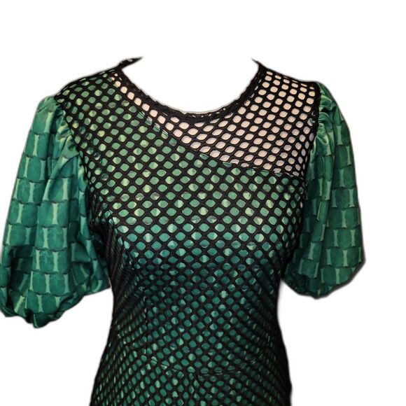 Aomei Multimedia Puff Sleve Fishnet Dress Size Small - Picture 4 of 10